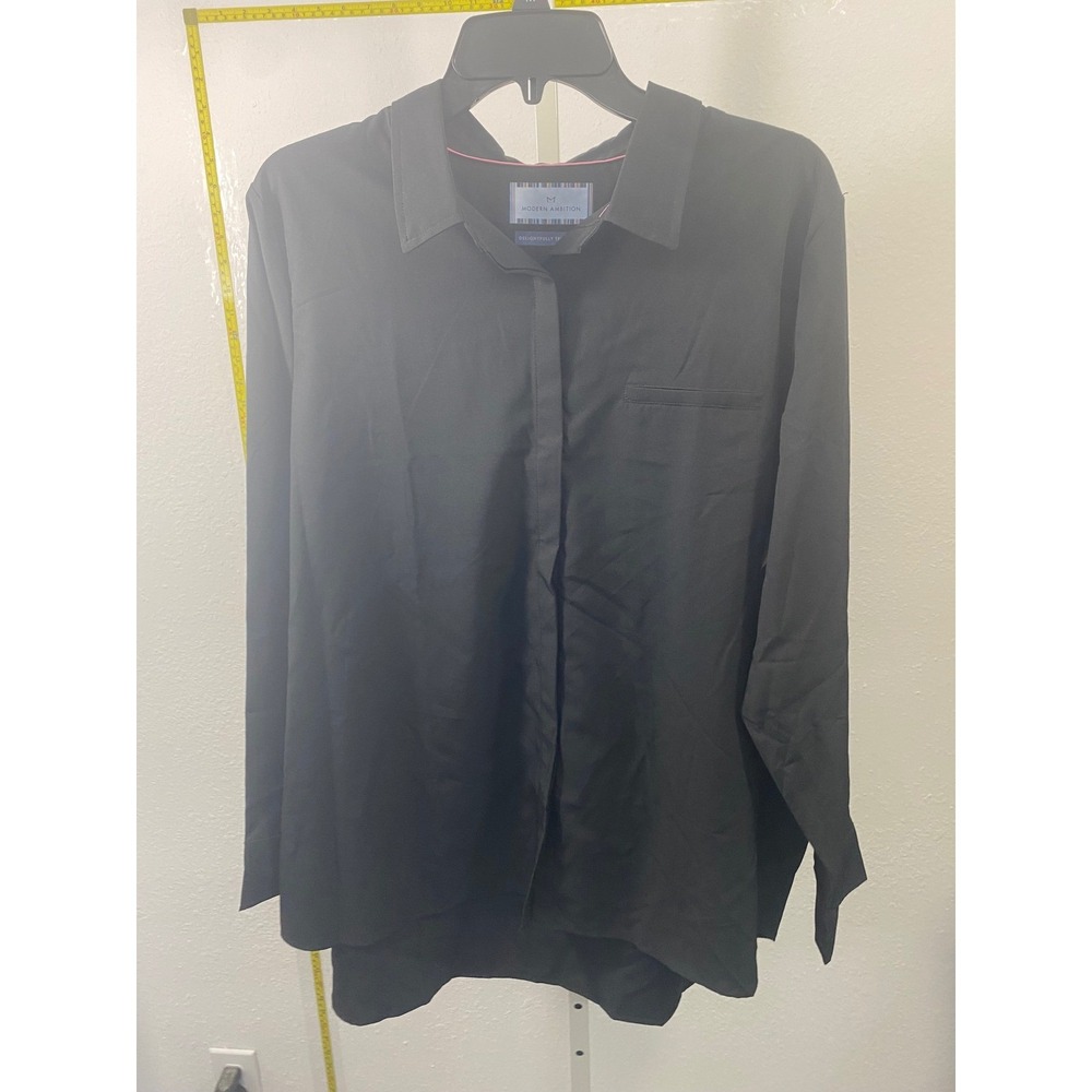 Modern Ambition Black Technical Button Down Shirt Long Sleeve Hidden Placket XL